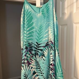 Teal Leaf Pattern Dress